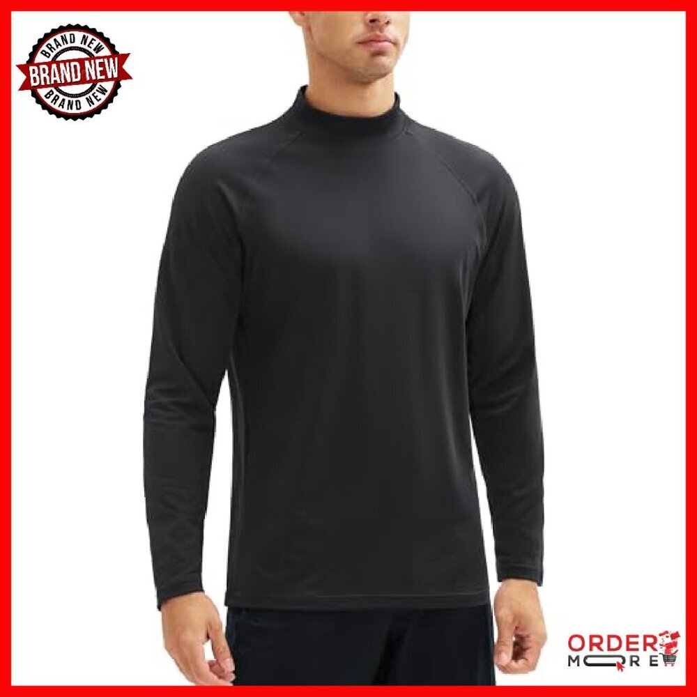 Men's Thermal Mock Neck Fleece Lined Base Layer Long Sleeve Shirt - Picture 6 of 8